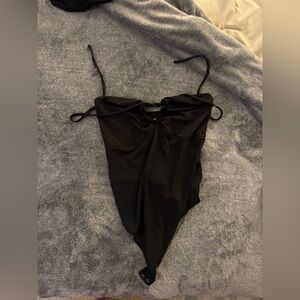 Abercrombie & Fitch black Strapless Tie Bodysuit